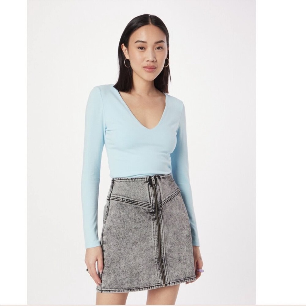 Abercrombie & Fitch Light Blue Soft A&F Collection Long Sleeve V-Neck Top